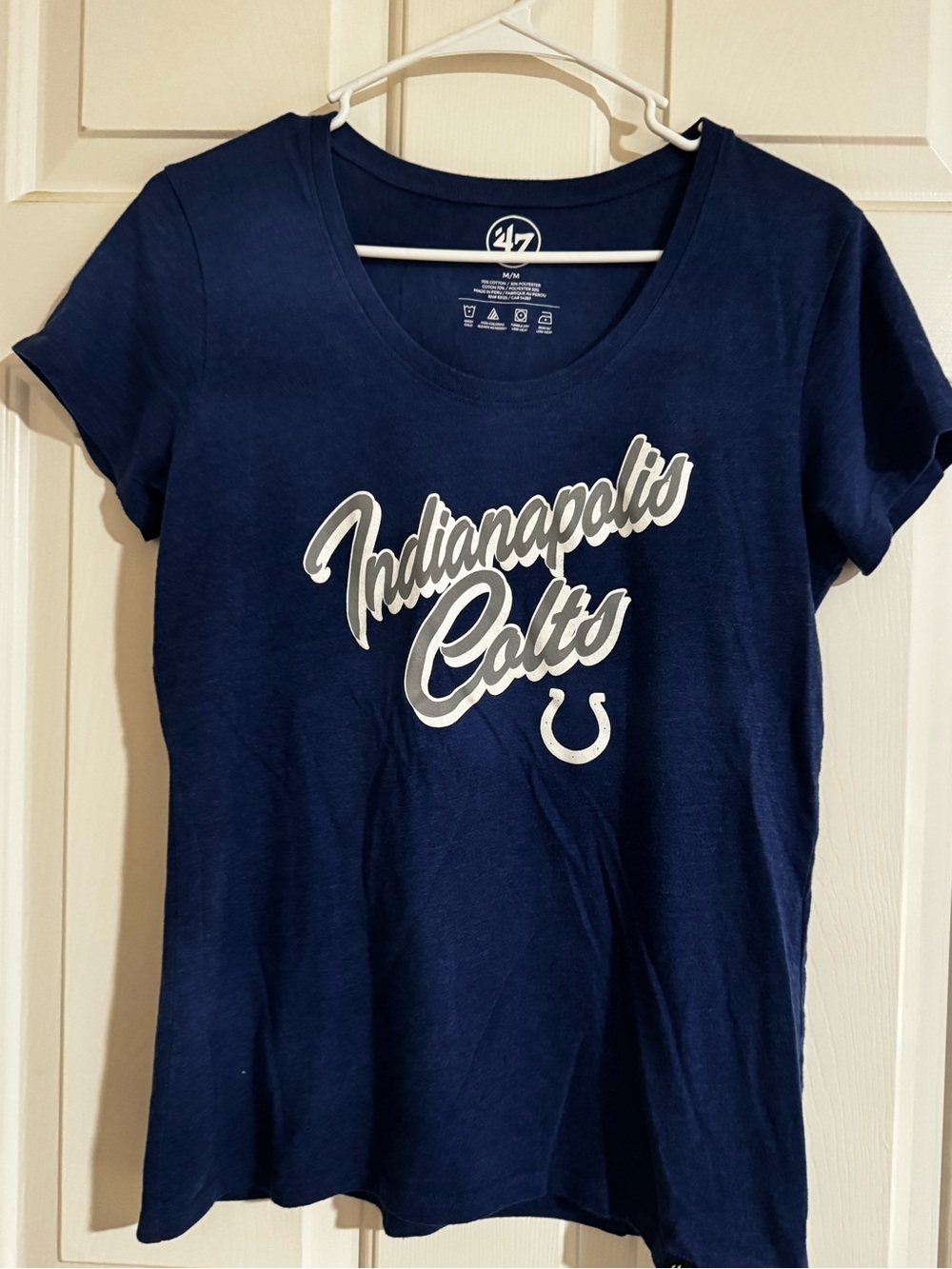 47 Brand Navy and White Indianapolis Colts Script Tee